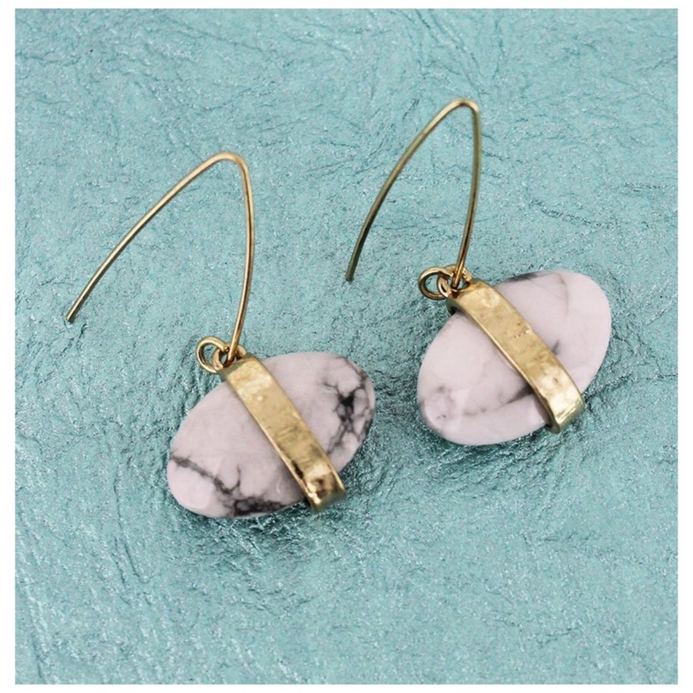 3 pack-white Howlite gemstone threader earrings
